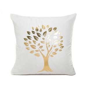 Throw Pillow Cover Golden Tree Hand-Gilt Printed